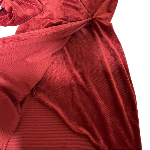 BLUE BLUSH Red Terracotta Dress Women's Sz Medium Long Sleeve Christmas New Year - Picture 5 of 7